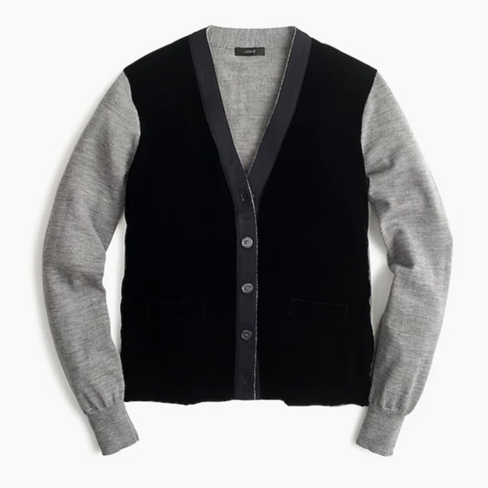 J Crew Harlow Cardigan Sweater Velvet Front - Picture 2 of 8